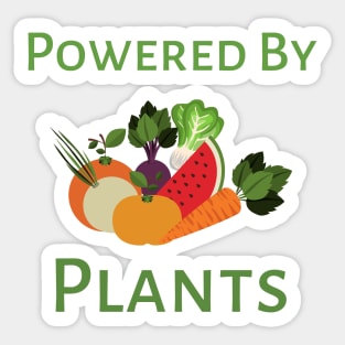 Powered By Plants - black background Sticker